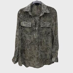 BCBGMAXAZRIA lace up chiffon top